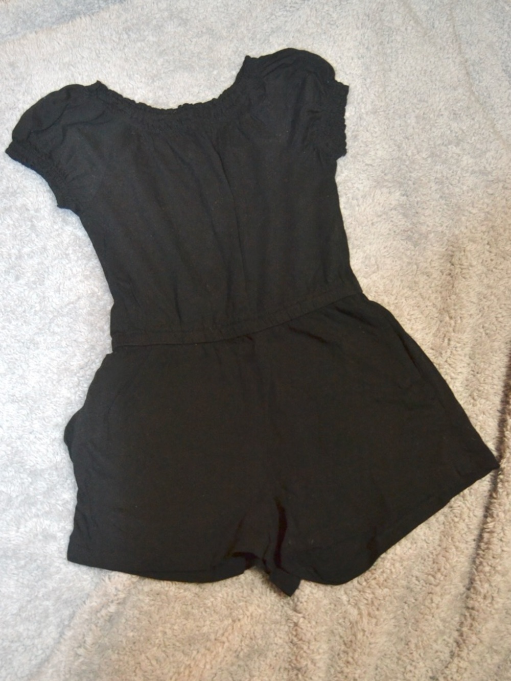 Girls Black Short Sleeve One-Piece Romper